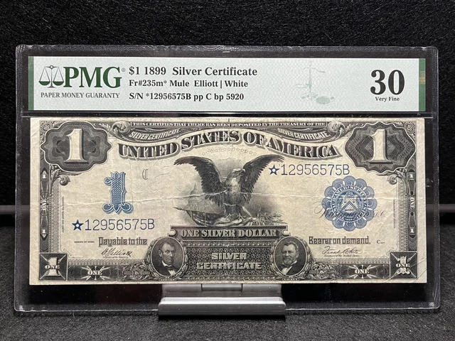 1899 $1 Silver Certificate Black Eagle Mule Star EXTREMELY RARE PMG 30 Fr 235m*
