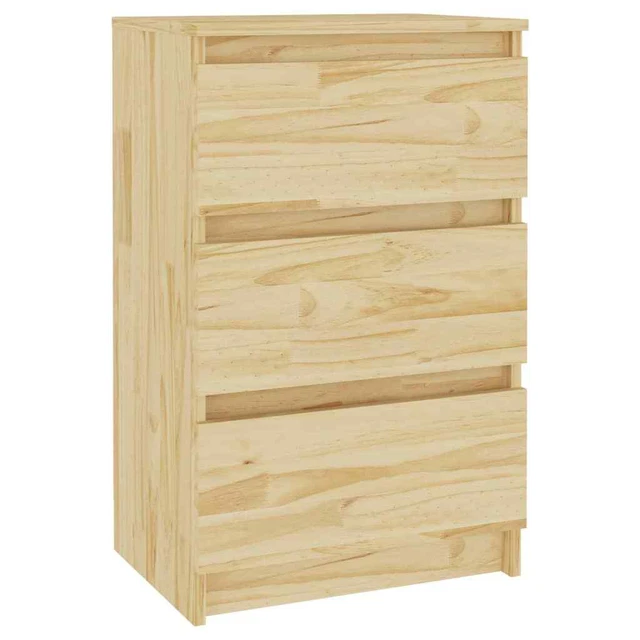 AX Comodino Armadietto Rustico 3Cassetti 40x29.5x64cm Camera Marrone Casa 808083