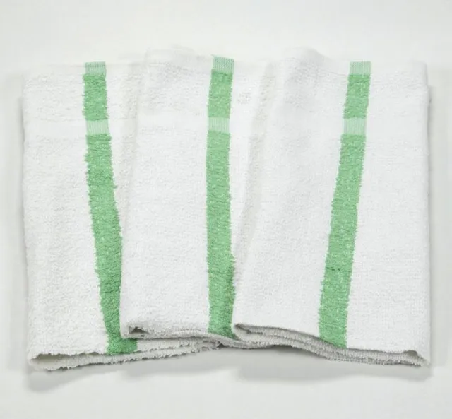 300-Green Stripe Bar Towels (Kitchen/Restaurant Cleaning) 33oz