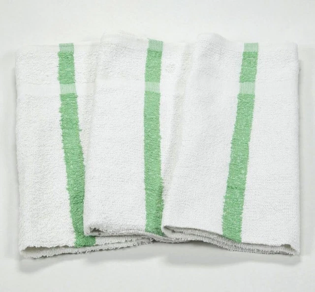 60-Green Stripe Bar Towels (Kitchen/Restaurant Cleaning) 33oz