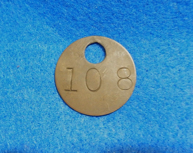 Brass Coal Mine Miner Mining Tag Vintage Antique #108, 1-3/8" Diameter 💎