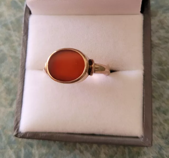 Rose Gold Red Stone Signet Ring R