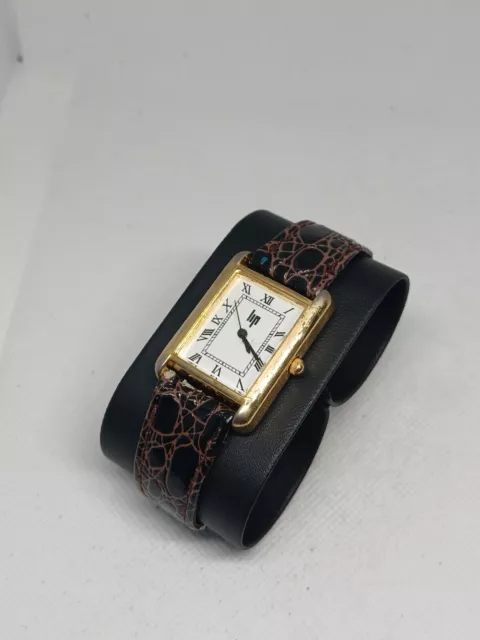 VINTAGE LIP TANK Gold Quartz Leather Strap Watch £87.08 - PicClick UK
