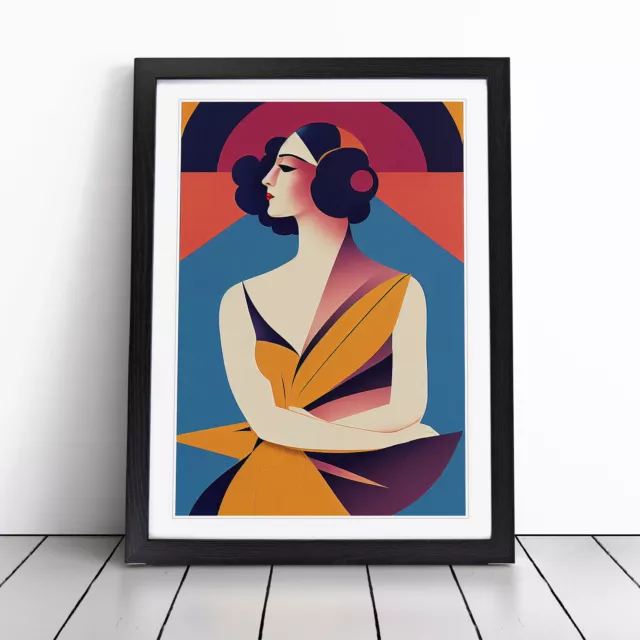 Woman Art Deco Style No.5 Wall Art Print Framed Canvas Picture Poster Decor