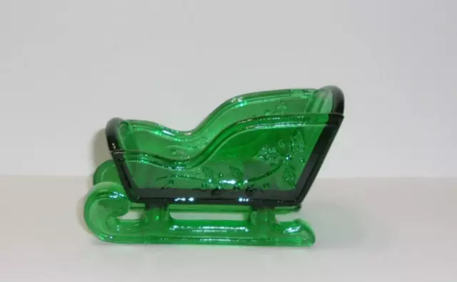 Mosser Glass Emerald Green Mini Christmas Sleigh for Reindeer Made In USA!