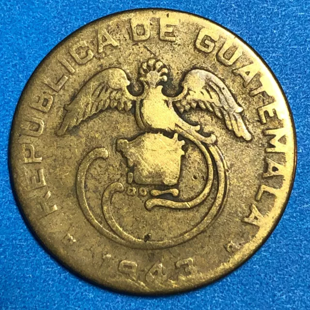 1943 Guatemala ~ Dos Centavos de Quetzal ~ 2-Cent Coin ~ Key Date ~ #g1