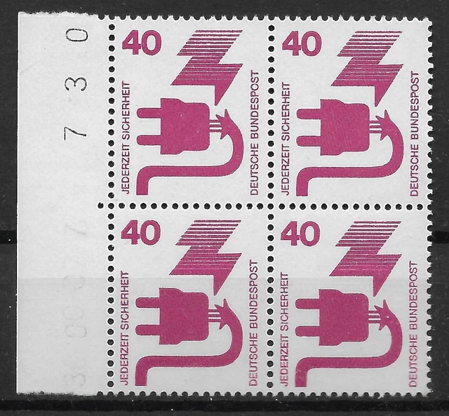 Bund 1972 ** Mi 699 Unfallverhütung 40Pf Viererblock VB 4er Rand links 03746D