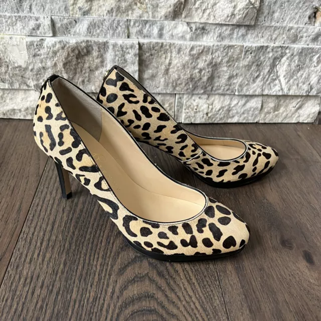 Ivanka Trump Pinkette Womens 6 Heels Leopard Print Calf Hair Leather Pumps