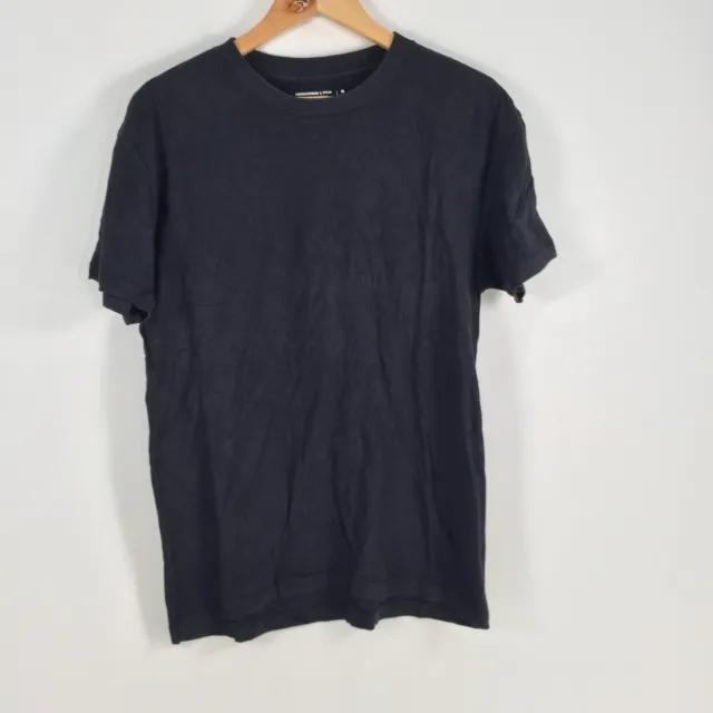 ABERCROMBIE AND FITCH mens t shirt size M black short sleeve crew neck ...