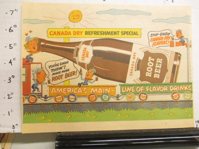 newspaper ad NYSN 1951 Canada Dry ROOT BEER soda cartoon comic train