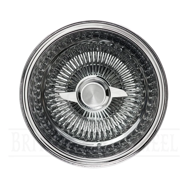 14X7 REV 100 Spoke Straight Lace Lowrider Wire Wheels, 2 Bar Cut Caps ...