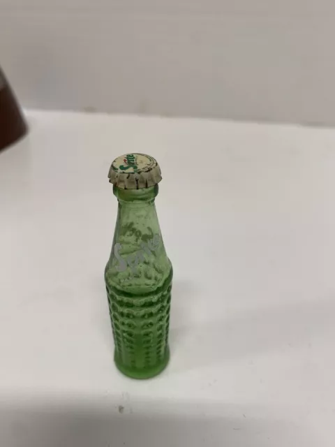 Vintage Sprite Mini Miniature Soda Pop 3" Glass Bottle with Metal Cap