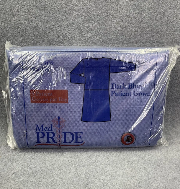 Medpride Latex Free Dark Blue Medical Patient Gowns 5 per order