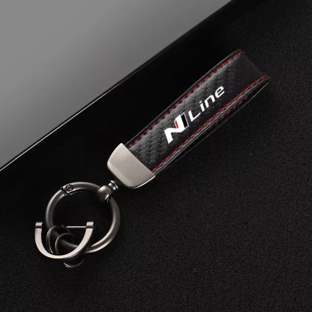Hyundai N Line Carbon Effect Keychain Key Ring Key Chain Keyring Red Stitching