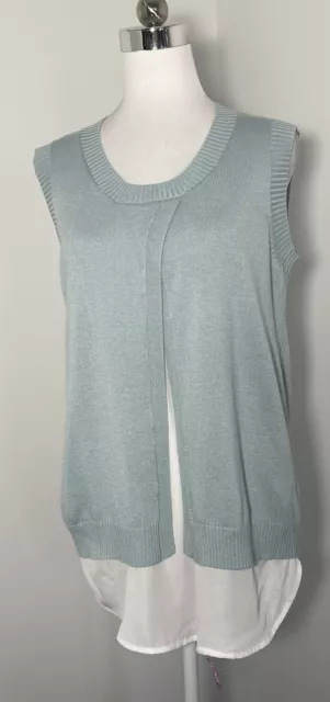 RIPE MATERNITY Blue & White Wool Blend Knit Sleeveless Nursing Top Size S