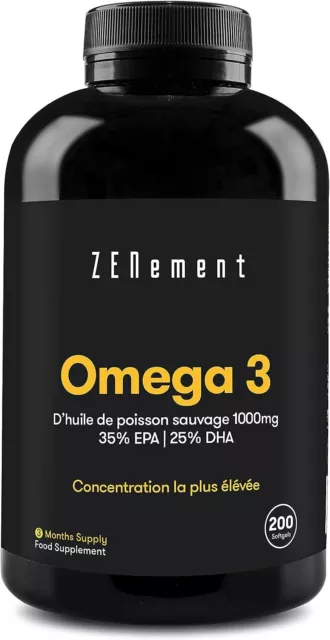 Oméga 3 Huile de Poissons Sauvages 2000 mg, Haute Concentration 700 mg EPA et 50