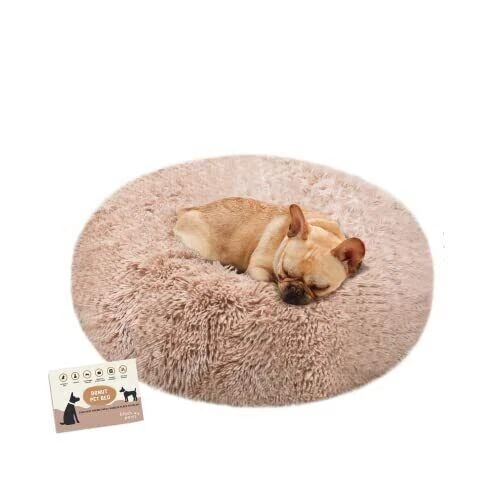 BLUSH PAWS Extra Calming Cozy Round Donut Pet Bed - Anti Anxiety for Cats & D...