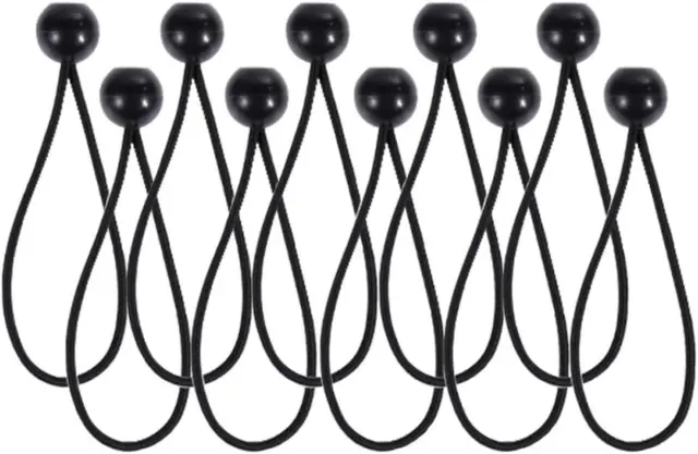 10 Pcs Black Plastic Ball Bungee Cords High Elastic Bands for Tent Tarp Canopy B