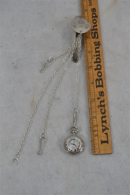 chatelaine 19th c replica silver 4 chains with watch antique reproduction