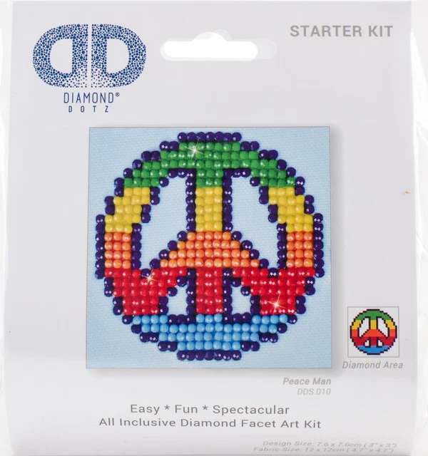 2er-Pack Diamant Dotz Quadrat Diamant Kunst Kit 3""x3""-Peace Man - DDS010