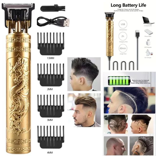 Professional Men Hair Clipper Trimmer Machine Cordless Beard Electric Gold UK