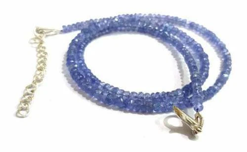 Véritable Royal Tanzanite Bleue 3-4mm Rondelle à Facettes Perlé Bijou Collier