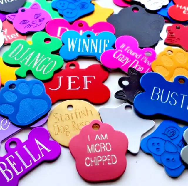 DOG & CAT id Disc ENGRAVED Puppy Kitten Personalized pet Name TAG S/M/L Charms!