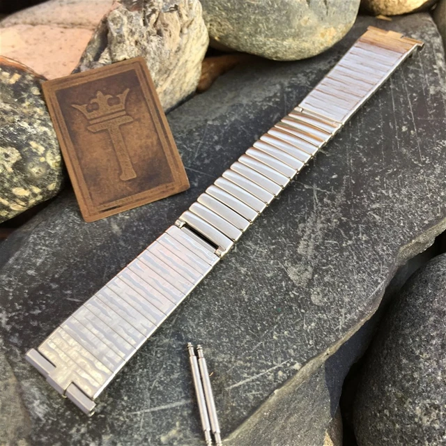 JB Champion Tiger Stripe Long Stainless Steel 1960s Unused Vintage Watch Band