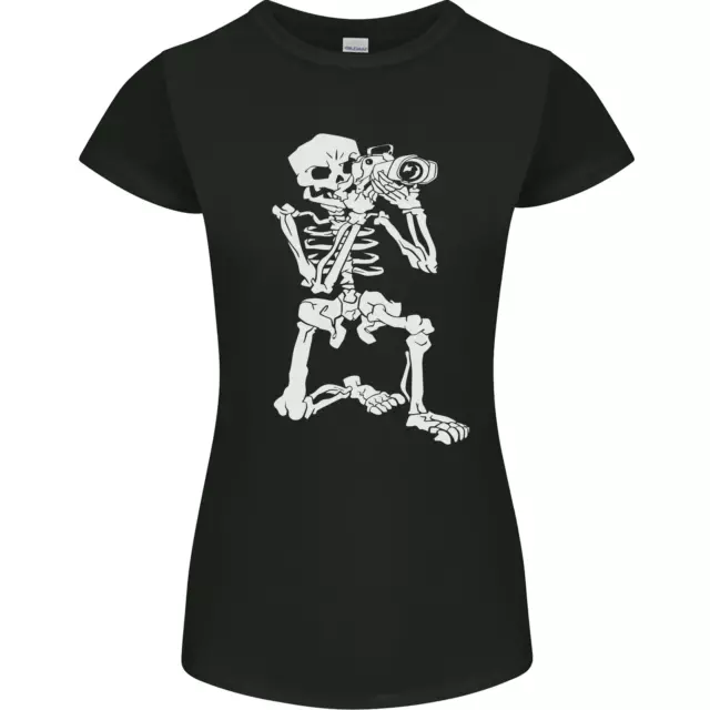 Scheletro Fotografo Fotografia Donna Minuta Taglio T-Shirt