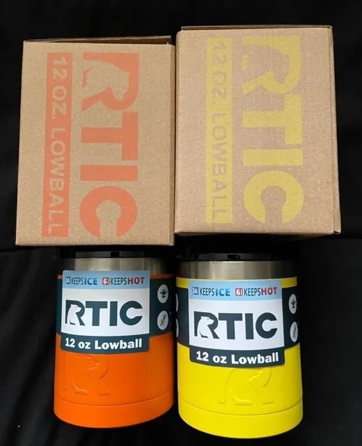 RTIC 12oz LOWBALL TUMBLER POWDER COATED - RARE Yellow and Orange Colors NEW