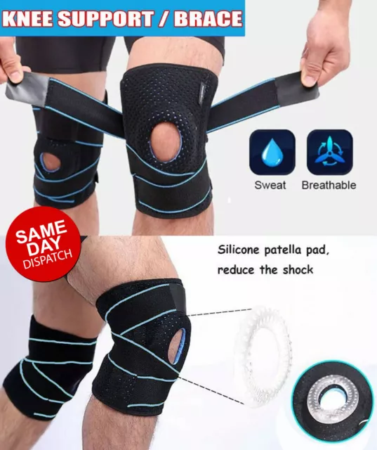 Compression Knee Support Gel Silicone Brace Arthritis Pad Pain Relief Strap