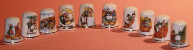 Lot De 3 Dés à Coudre En Porcelaine Fine - Motif Cartes De Noël - Fabriqué à La Main En Angleterre Avec Dorure 18 Carats