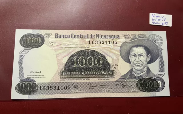 Nicaragua 500.000 Cordobas Banknote  kassenfrisch WPM 150-Aufdruck auf 1000 Cor.