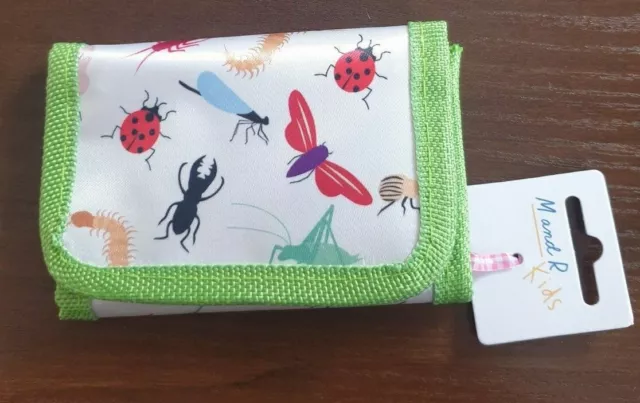 Tri Fold Zip Wallet Childrens Boys Kids Small Bugs Insects SPRING WALLET