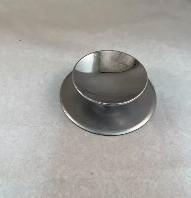 Vintage 2” Shiny Chrome MCM Round Concave Cabinet Drawer Pull Knob & Backplate