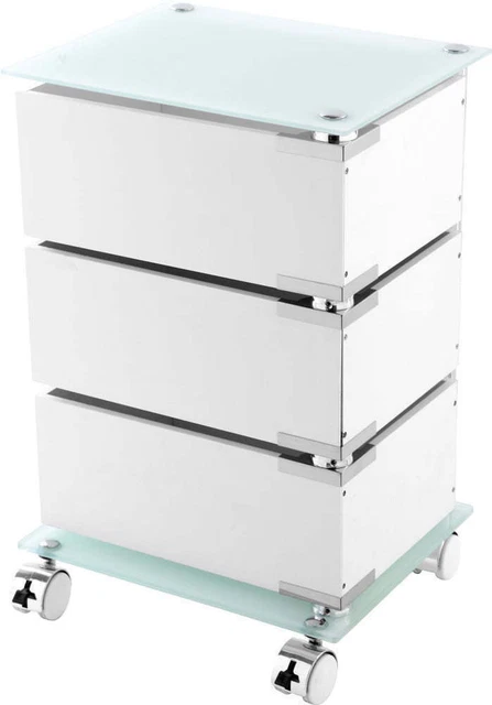 Carrello CASSETTIERA In Acciaio E Vetro 3 Cassetti Girevoli PORTA OGGETTI