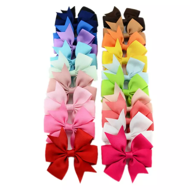 20/40Pcs 3" Baby Girls Grosgrain Ribbon Boutique Hair Bows For Teens Toddlers