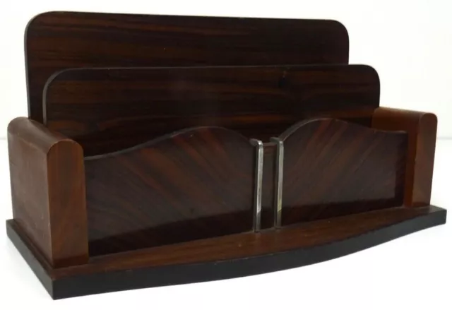 Very Rare French Art Deco Avantgarde Rosewood Letter Holder Desk Stand 1930