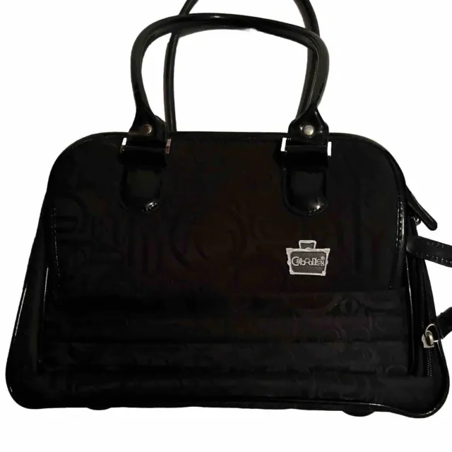 Black Faux Croc Caboodles Large Cosmetic Bag - Elegant Patent Leather Travel