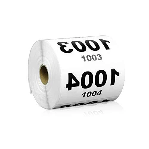 300 Reverse Number Sticker Labels [1001-2000] - 1" x 2" 1 Roll White 1001-2000