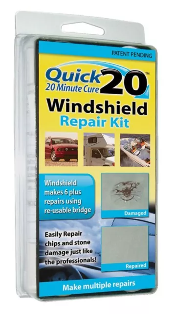 Quick 20 WINDSHIELD REPAIR KIT  (20 Minute Cure)--Bulls-Eye, Star, Spider Web