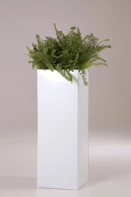 PFLANZKÜBEL BLUMENKÜBEL PFLANZGEFÄSS Zink BLOCK 100 cm Weiß BWARE EUR