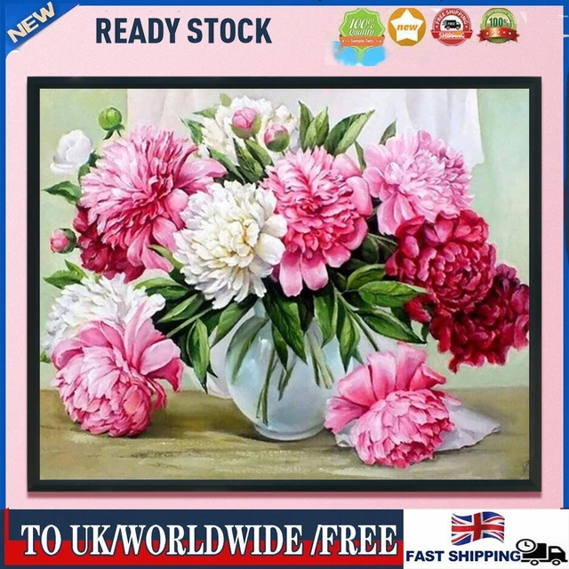Peony Full Cross Stitch 11CT Cotton Thread DIY Printed Embroidery Art Kits Gifts