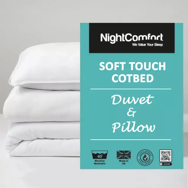 NightComfort Breathable Baby Toddler Cot Bed Duvet & Pillow Set- 4.5, 7.5, 9 Tog