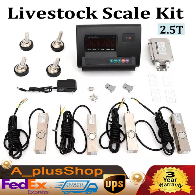 Livestock Scale Kit Cattle Hog Sheep Pig Squeeze Pallet Floor Scale 5000lb 2.5T
