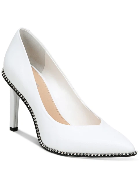 BAR III Womens White Ball-Chain Binsa Pointed Toe Stiletto Slip On Pumps 7 M
