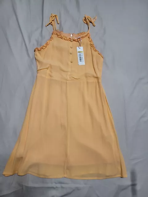 GB Girls Spaghetti Strap Mini Dress Sleeveless Ruffle Orange Size 12