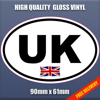 UK - Union Jack, Oval Self Adhesive Vinyl small sticker, Camper, Car, Van,S260