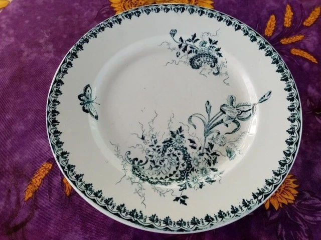 assiette plate ancienne - LA FRANCAISE - décor RAISINS