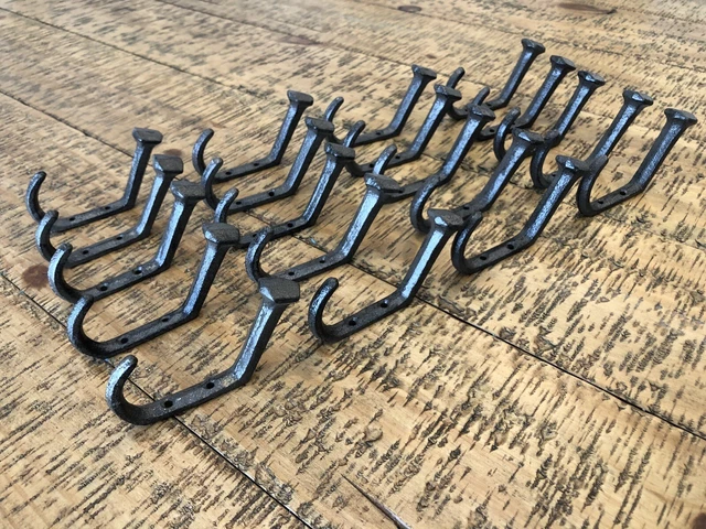 20 Rustic Coat Hooks Cast Iron Wall Mount Hat Hook Towel Railroad Spikes Bath 3
